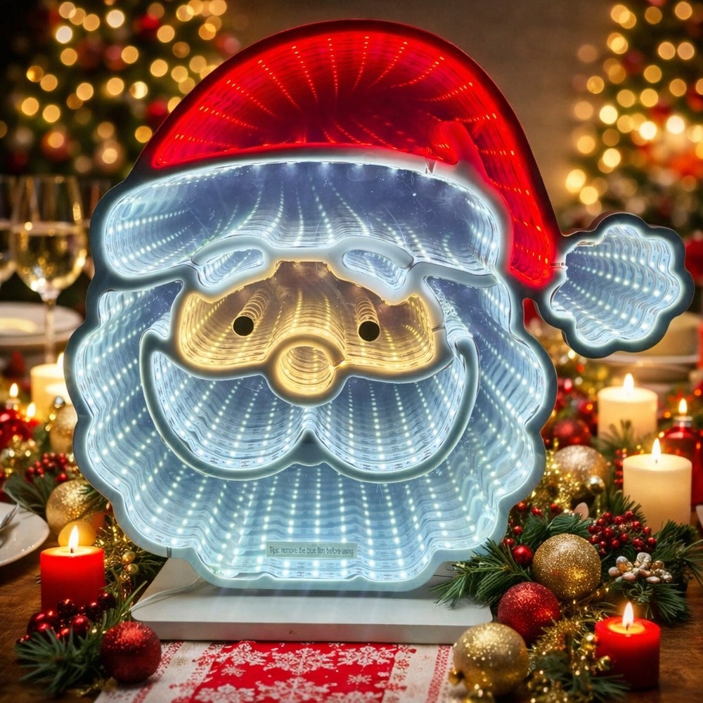 Santa claus infinity light decor NEW NWT Christmas Xmas free standing USB